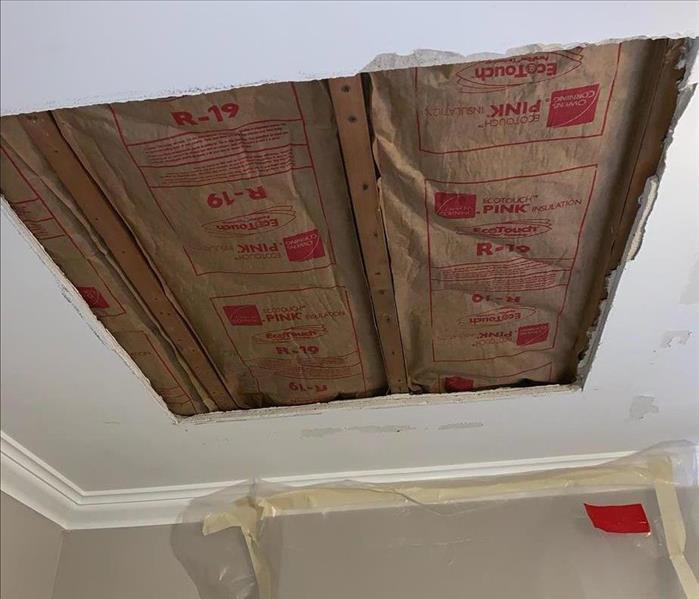 Damaged Ceiling after a water loss.